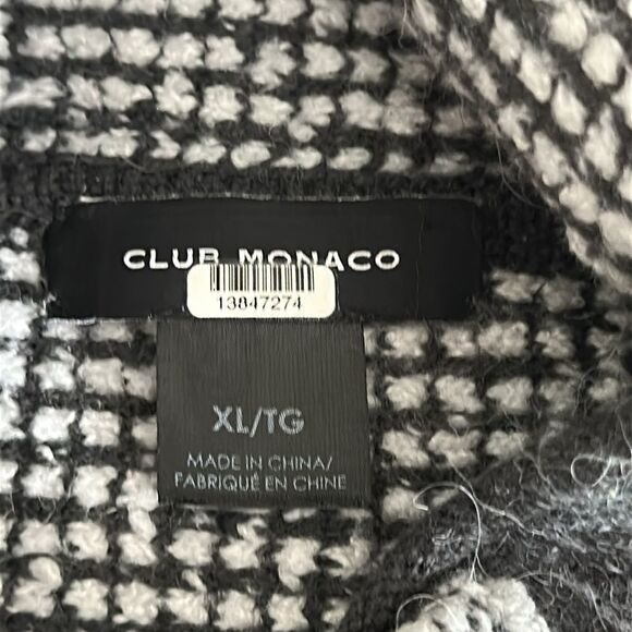Club Monaco Plaid Windowpane Woven Detail Wool Blend Sweater Size XL (M/L fit) - Picture 6 of 12